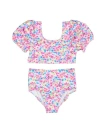 Florence Eiseman Floral Puff Sleeve Bikini In Multicolor