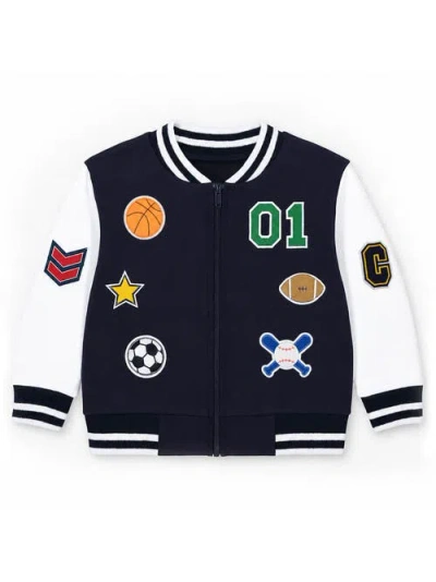 Florence Eiseman Kids'  French Terry Varsity Sports Jacket In Multi