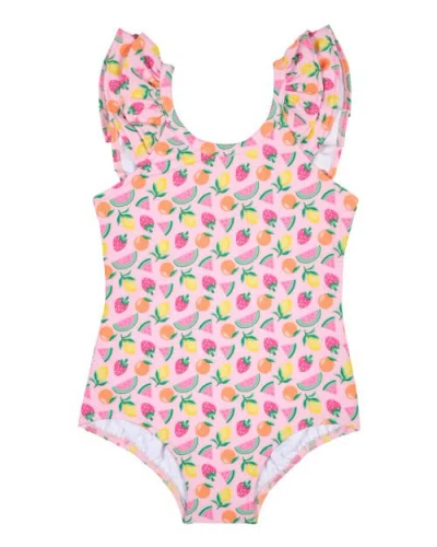 Florence Eiseman Babies'  Fruit Print Swimsuit With Ruffles In Pink