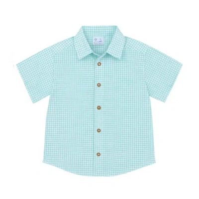Florence Eiseman Kids'  Gingham Linen Look Camp Shirt In Blue