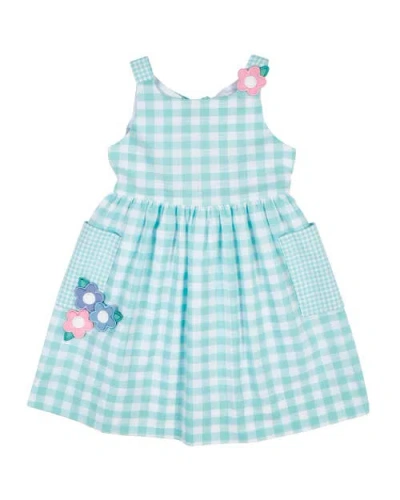 Florence Eiseman Babies'  Gingham Linen-look Dress With Flowers In Multi