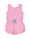 Florence Eiseman Gingham Print Knit Romper With Strawberries In Pink