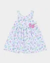 Florence Eiseman Girl's Butterfly-print Dress W/ Applique In Wht/multi