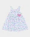 Florence Eiseman Girl's Butterfly-print Dress W/ Applique In Wht/multi