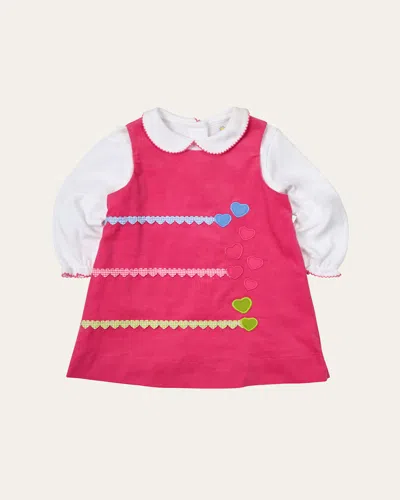 Florence Eiseman Kids' Girl's Corduroy Dress & Interlock Knit Shirt Set In Pink