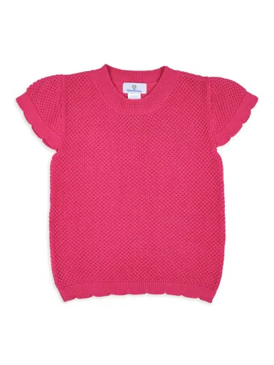 Florence Eiseman Girl's Cotton Knit Short-sleeve Sweater In Pink