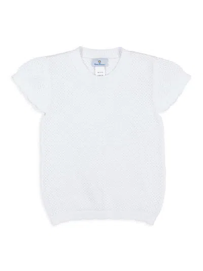 Florence Eiseman Girl's Cotton Knit Short-sleeve Sweater In White