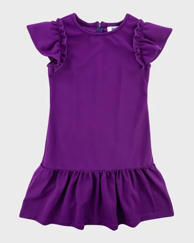 Florence Eiseman Kids' Girl's Drop Waist Ruffle Trim Dress In Purple