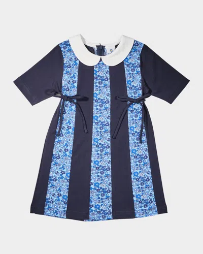 FLORENCE EISEMAN GIRL'S FLORAL-PRINT KNIT COLORBLOCK DRESS