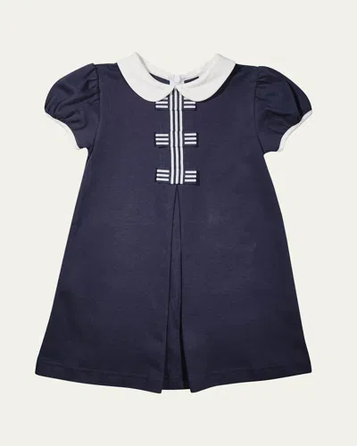 FLORENCE EISEMAN GIRL'S KNIT DRESS WITH STRIPE RIBBON BOWS