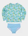 Florence Eiseman Girl's Lemon-print Rashguard Two-piece Swimsuit In Multi