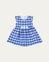 Florence Eiseman Girl's Plaid-print Seersucker Dress W/ Floral Appliques