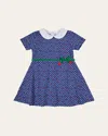 Florence Eiseman Polka Dot Cherry Printed Knit Dress In Blue