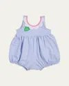 Florence Eiseman Girl's Seersucker Bubble Romper In Blue