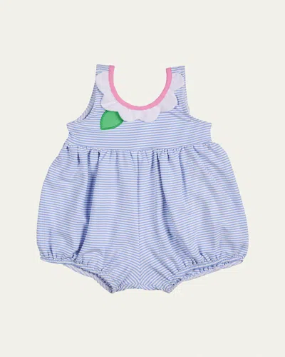 Florence Eiseman Kids' Girl's Seersucker Bubble Romper In Blue