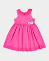 Florence Eiseman Shimmer Stripe Lawn Dress With Flowers In Fuchsia