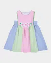 Florence Eiseman Girl's Striped Seersucker Dress W/ Flowers In Multi