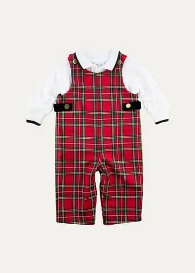 Florence Eiseman Kids' Girl's Tartan Plaid Jumpsuit & Polo In Multi