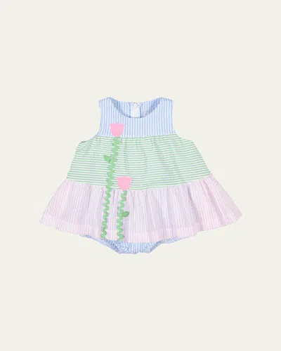 Florence Eiseman Kids' Girl's Tulip Seersucker Romper In Multi