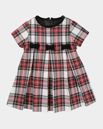 FLORENCE EISEMAN GIRL'S VELVET BOW PLAID DRESS