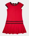 Florence Eiseman Crepe Knit Dress With Velvet Trim In Blue