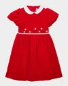 Florence Eiseman Girl's Velvet Waist Dress With Flowers In Red