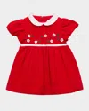 Florence Eiseman Girl's Velvet Waist Dress With Flowers In Red