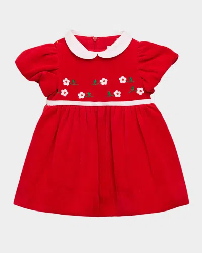 FLORENCE EISEMAN GIRL'S VELVET WAIST DRESS WITH FLOWERS
