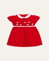 Florence Eiseman Girl's Velvet Waist Dress With Flowers In Red