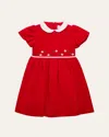 Florence Eiseman Girl's Velvet Waist Dress With Flowers In Red