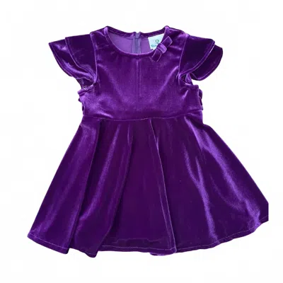 Florence Eiseman Kids' Girls Bow Stretch Velvet Dress In Purple