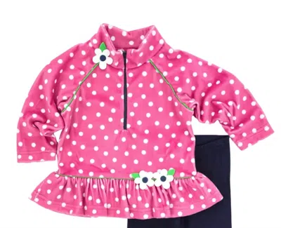 Florence Eiseman Kids' Girls' Dot Fleece Top With Flowers In Pink In Multi