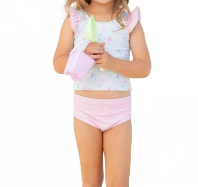 Florence Eiseman Kids' Girls Floral Print Tankini Swimsuit In Light Blue In Pink