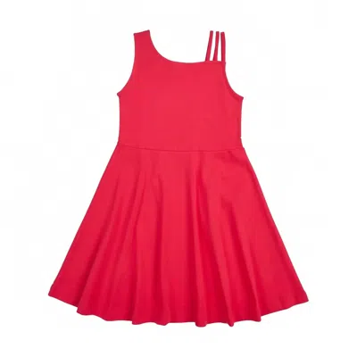 Florence Eiseman Kids' Girls Knit Asymmetrical Neck Dress In Hot Pink In Red