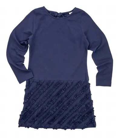 Florence Eiseman Kids' Girls' Knit Dress With Ruffle In Navy In Blue