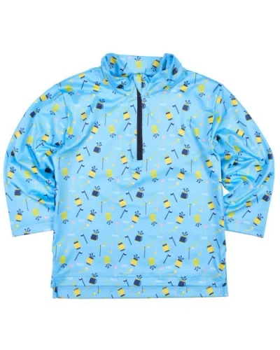 Florence Eiseman Kids'  Golf Print Performance Knit Half Zip In Blue