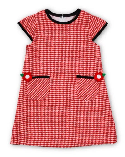 Florence Eiseman Kids'  Houndstooth Dress With Flowers In Multi