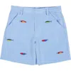 Florence Eiseman Jr. Cord Short With Embroidered Fishing Lures In Blue