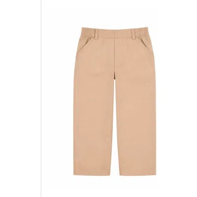 Florence Eiseman Kids'  Khaki Twill Fake Fly Pants In Brown