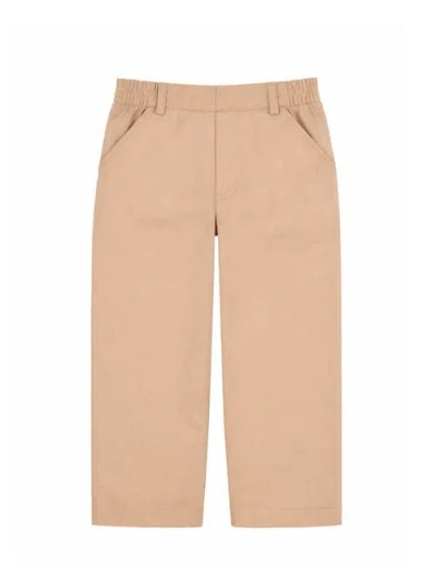 Florence Eiseman Babies'  Khaki Twill Fake Fly Pants In Brown