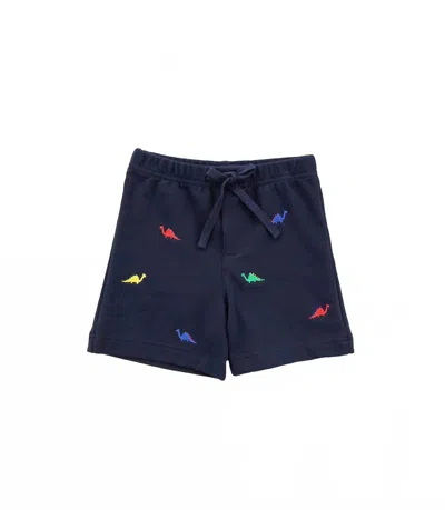 Florence Eiseman Kid's Dinosaur Knit Pull On Shorts In Navy In Blue