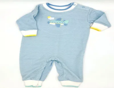 Florence Eiseman Kid's Embroidered Airplane Longall In Bluwhi In Blue