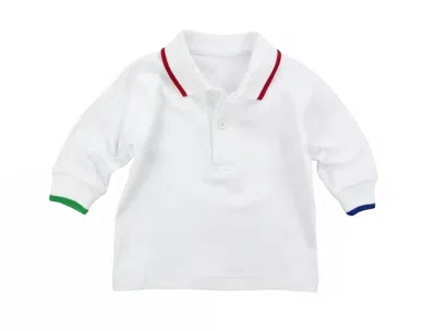 Florence Eiseman Kid's Multi Tipping Polo In White/red/blue/green