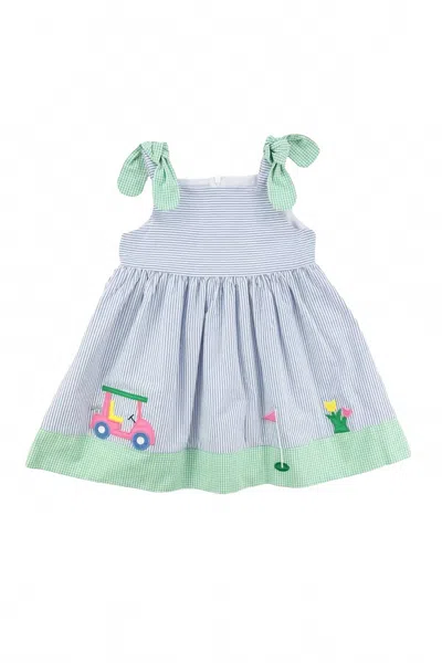 Florence Eiseman Kid's Par For The Course Seersucker Dress In Blue