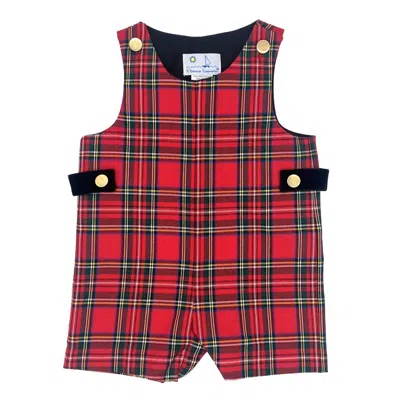 Florence Eiseman Kid's Plaid Shortall Romper In Red