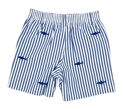 Florence Eiseman Kid's Shark Seersucker Short In Blue/white
