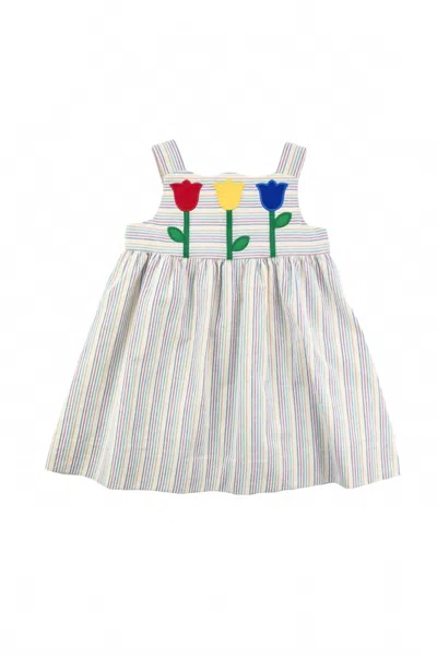 Florence Eiseman Kid's Tulips Stripe Seersucker Dress In Multi