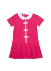 Florence Eiseman Knit Dress With Pleated Skirt And Bows In Fuchsia
