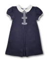 Florence Eiseman Girl's Knit Dress With Stripe Ribbon Bows In Blue