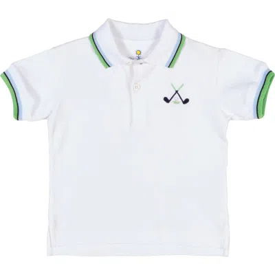 Florence Eiseman Kids'  Knit Polo With Golf Clubs In White